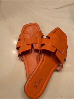 Orange Slide Sandals for Women